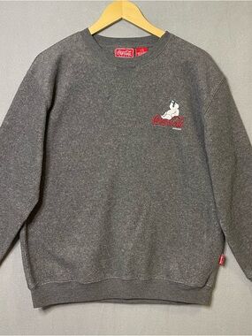 Coca Cola Polar Bear Gray Textured Fleece Crewneck Womens Medium